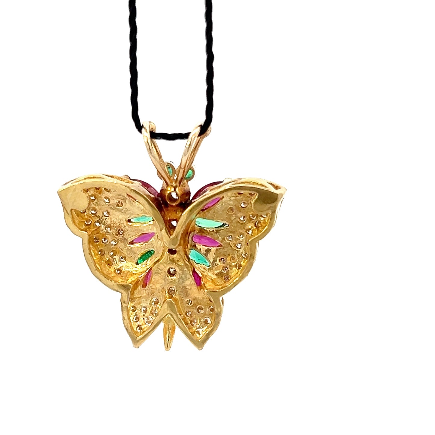 Diamond, Ruby, & Emerald Butterfly Pendant