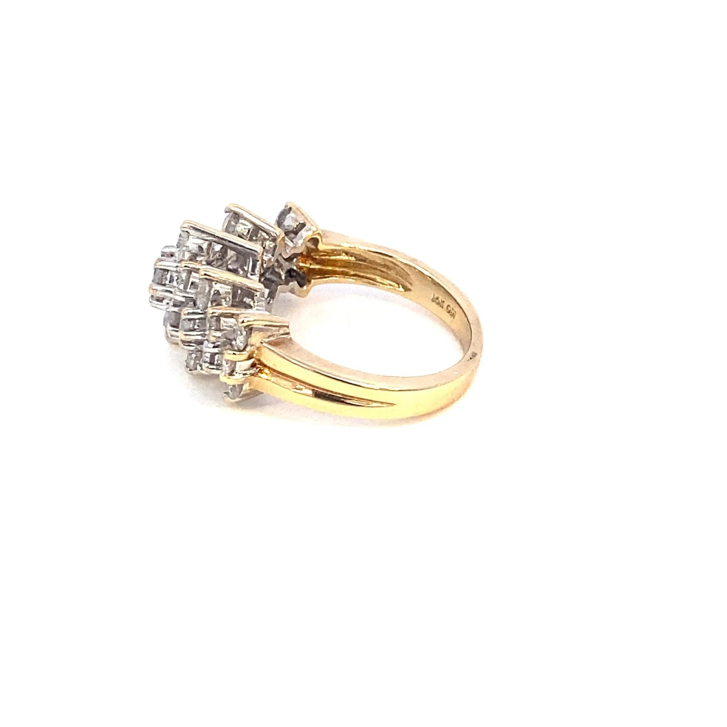 Gold Diamond Pyramid Ring